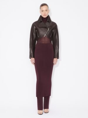 Alaia Brown Leather Jacket, Short Style, High Quality