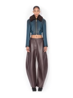 Alaia long casual leather trousers, brown