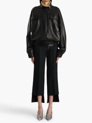 New stylish Khaite jacket in black and brown with fur collar for women