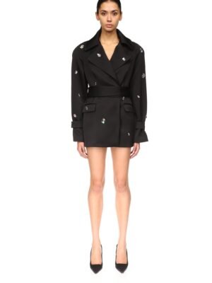 David Koma diamond-encrusted cashmere coat, black