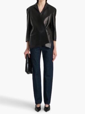 New Khaite Black Irregular Leather Jacket
