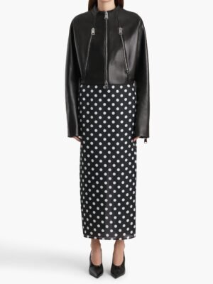 New stylish and high-end Khaite jacket, black, short zipper design