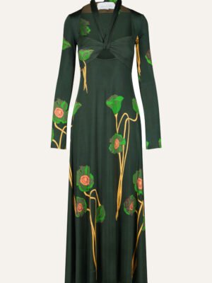 Johanna Ortiz Green plant lotus print super nice design dress