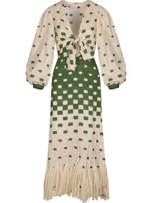 New Johanna Ortiz printed dress fringed long style