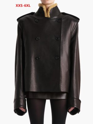 Khaite black leather jacket.