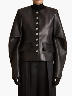 Khaite black leather jacket