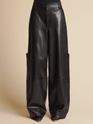 Khaite black leather pants