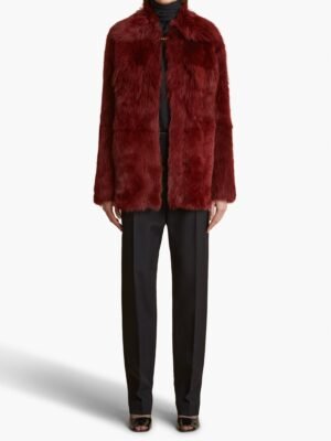 Khaite burgundy fur coat