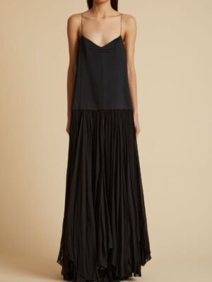 Khaite dress, long design, white and black color blocking