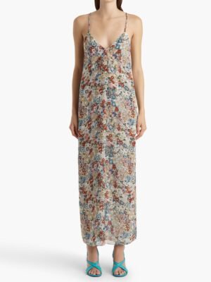 Khaite long floral print slip dress