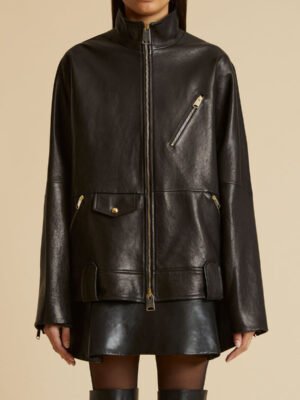 Khaite's most classic black leather jacket for women.