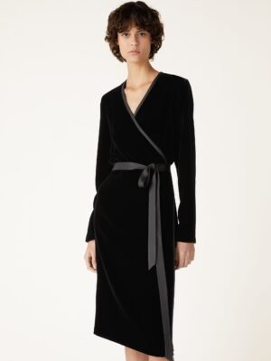 New fashionable Loro Piana black velvet long dress