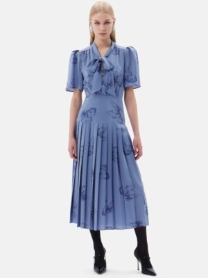 New stylish Alessandra Rich blue floral print dress