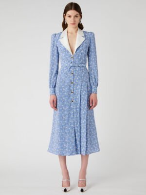 New stylish Alessandra Rich floral print long dress, high-quality design