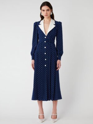New stylish Alessandra Rich polka dot print long dress with high-quality design