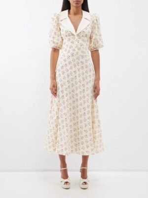 New stylish Alessandra Rich yellow printed long dress with high-quality design