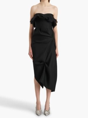 New fashionable and high-end Khaite strapless dress, long design in black and light pink.