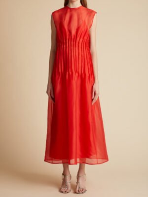 Khaite long dress with red as the main color