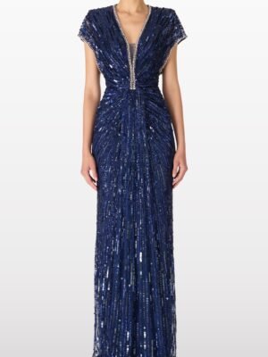 The new and super beautiful brick and stone sequined party dress is handcrafted by top designer. Jenny Packham dress is long