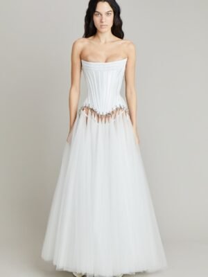 2026 New Fashionable Top-Tier Wiederhoeft White Patchwork Wedding Dress