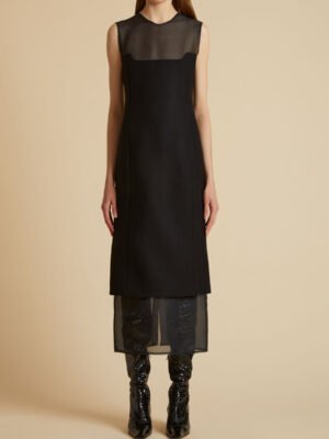 Khaite mesh dress, white and black long