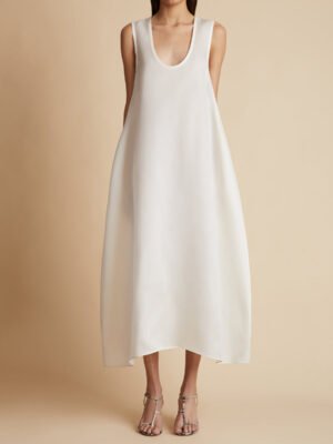 Khaite red and white long dress