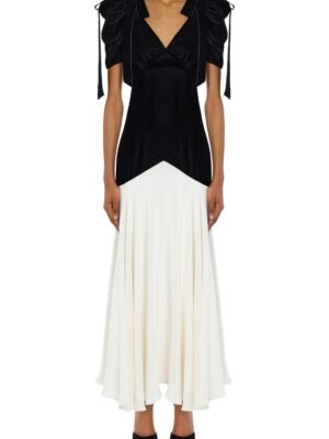 RODARTE dress, solid color two-tone V-neck long design, available in two colors.